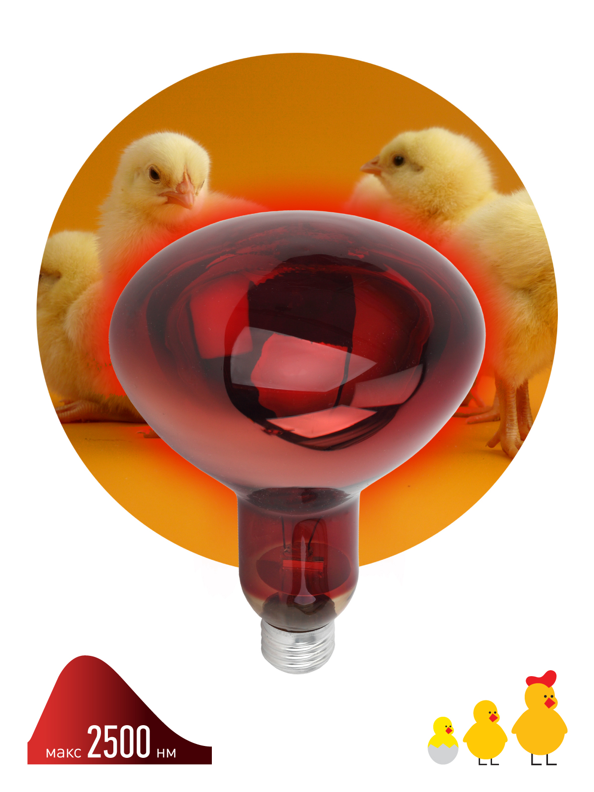 Лампа ИКЗК 220-250 R127 ЭРА для обогрева животных и освещения, 250 Вт,