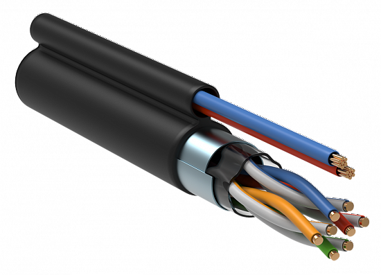 ITK Витая пара F/UTP кат.5E 4х2х24AWG solid LDPE + кабель питания 2х0,75мм2 305м черный