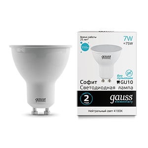 Лампа Gauss Elementary MR16 7W 550lm 4100К GU10 LED 1/10/100