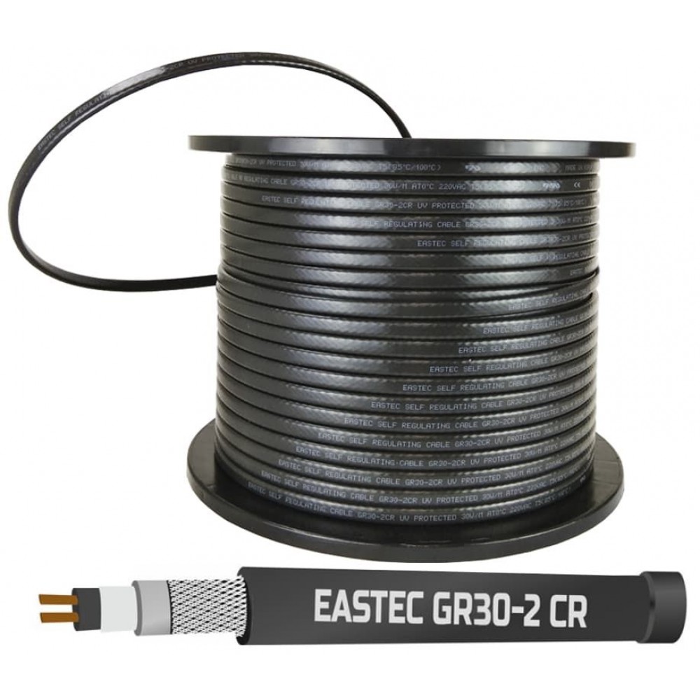 EASTEC GR 30-2 CR, M=30W (200м/рул.), греющий кабель с УФ защитой, пог.м.
