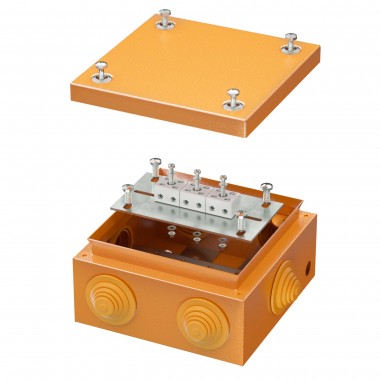 Коробка стальная FS с кабельными вводами и клеммниками, IP55, 150х150х80 мм, 6р, 450V, 6A, 4 мм2