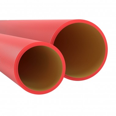 Труба 110мм гофрированная ПНД цвет красный без протяжки двустенная жесткая 12к;110мм;5 70м;кра