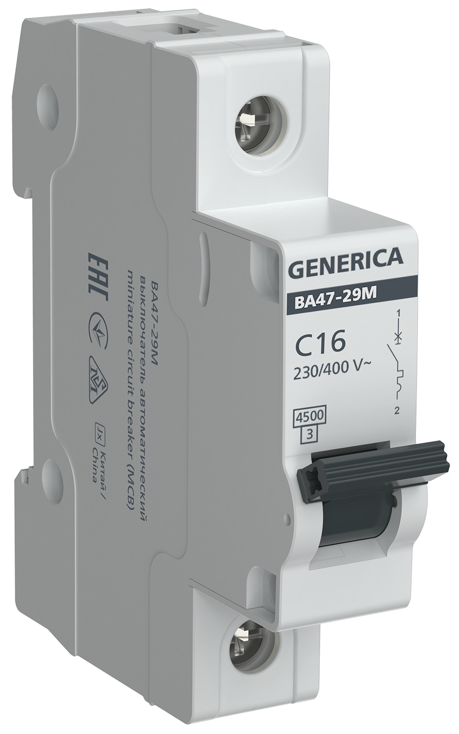 Авт. выкл. ВА47-29М 1P 16А 4,5кА C GENERICA Авт. выкл. ВА47-29М 1P 16А 4,5кА C GENERICA
