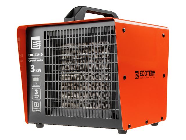 Нагреватель воздуха электр. Ecoterm EHC-03/1D (кубик, 3 кВт, 220 В, термостат, керамический элемент