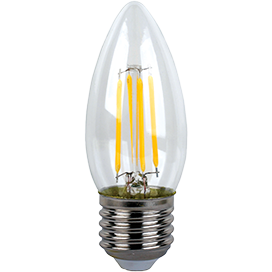 Лампа LED 6Вт Е27 2700К Свеча Filament Ecola candle Premium 360° прозр. нитевидная