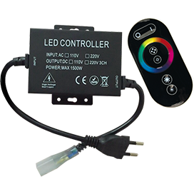 Ecola LED strip 220V RGB  RF controller (IP20) 1500W 6,6A для ленты 220V 16x8 IP68 с кольцевым сенсо
