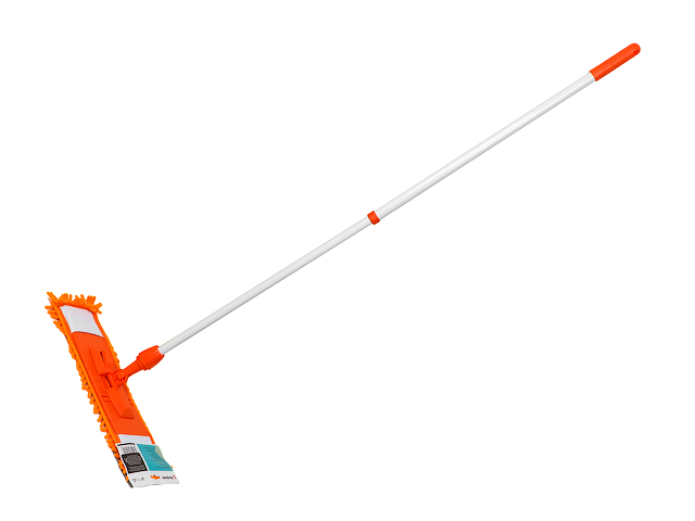 Швабра для пола с насадкой из шенилла, оранжевая, PERFECTO LINEA (Телескопическая рукоятка 67-120 см