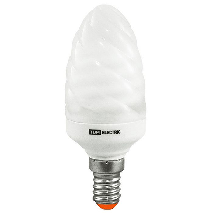 Лампа энергосберегающая КЛЛ-СT-11 Вт-2700 К–Е14 TDM (витая свеча) (mini)
