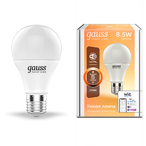 Лампа Gauss Smart Home A60 8,5W 806lm 2700К E27 диммируемая LED 1/10/40