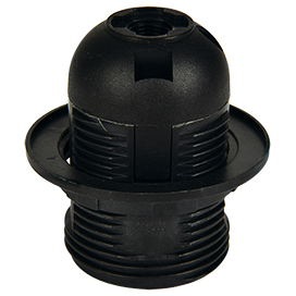 Ecola base Патрон  с кольцом E27 Черный (1 из ч/б уп. по 10)