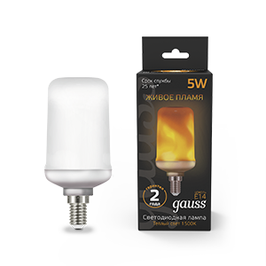 Лампа Gauss T65 5W 20-80lm 1500K E14 Flame LED 1/10/100