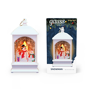 Фонарь новогодний светодиодный "Снеговик" Gauss серия Holiday, 0,1W, тёплый свет, белый, батарейки в комплекте, 1/100