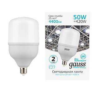 Лампа Gauss Elementary T140 50W 4400lm 4000K E27 LED 1/8