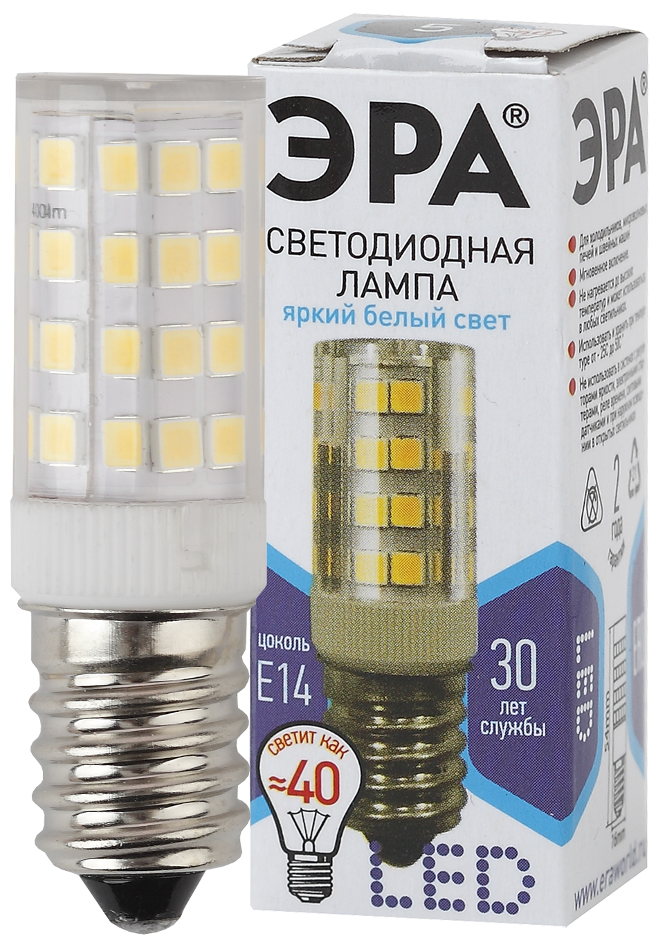 Лампа LED 5Вт Е14 4000К капсула T25-5W-CORN-840-E14 (25/100/18900) ЭРА