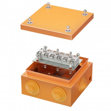 Коробка стальная FS с кабельными вводами и клеммниками, IP55, 150х150х80 мм, 6р, 450V, 32A, 10 мм2,