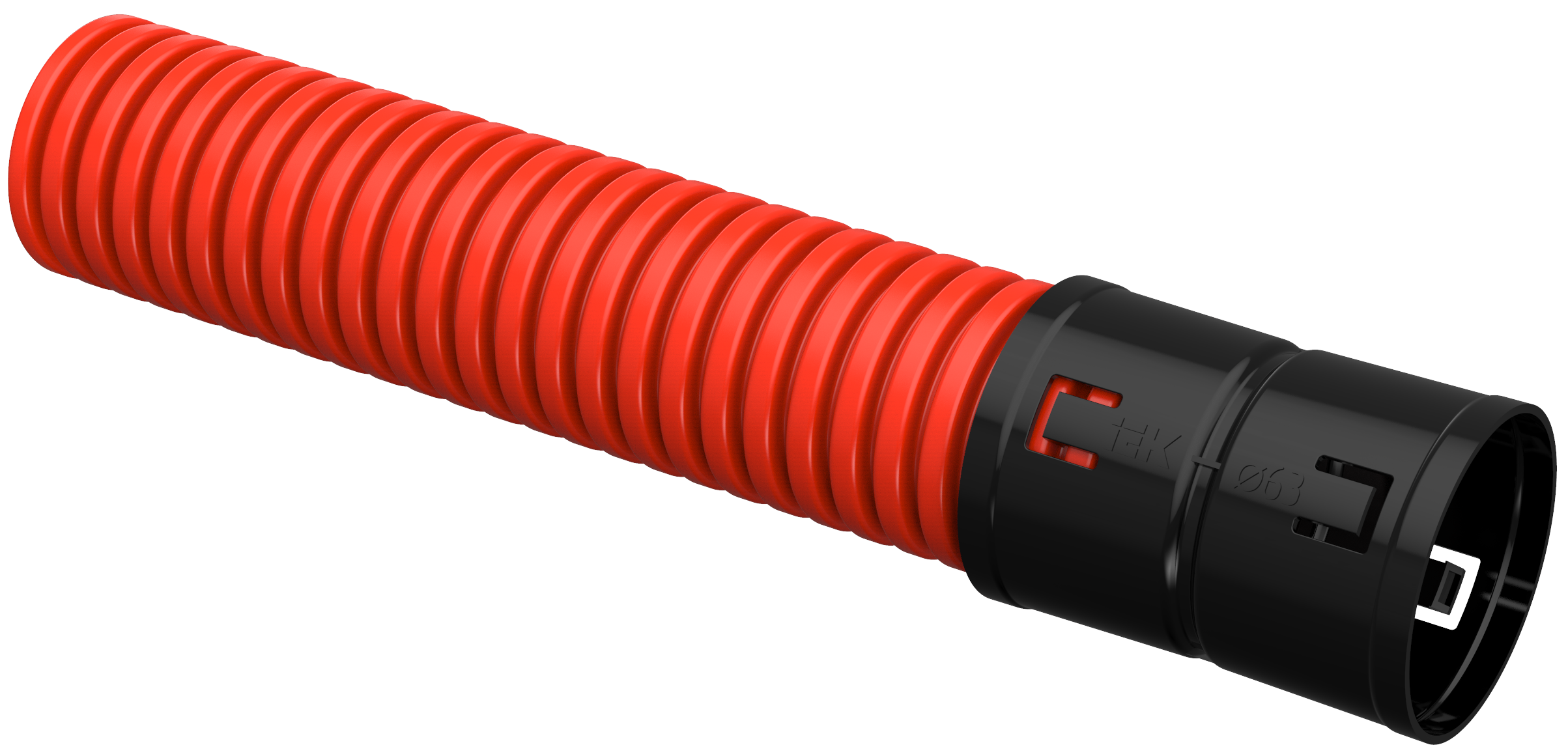 Труба 63мм гофрированная ПНД цвет красный с протяжкой двустенная 25м