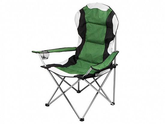 Кресло складное кемпинговое с держателем для бутылок + чехол, зеленое, ARIZONE (Размер: 60х60х106 см) (42-606001)