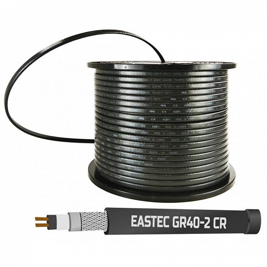 EASTEC GR 40-2 CR, M=40W (200м/рул.), греющий кабель с УФ защитой, пог.м.