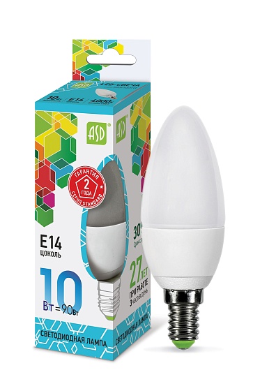 Лампа LED 10Вт Е14 4000К Свеча