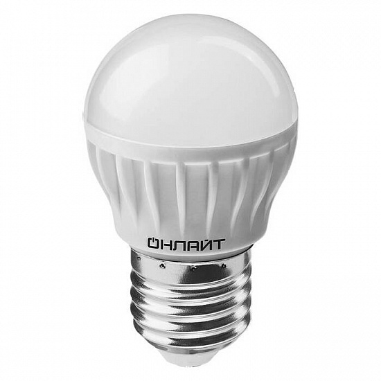 Лампа LED 8Вт Е27 2700К Шар G45 ОНЛАЙТ OLL-G45-8-230-2.7K-E27