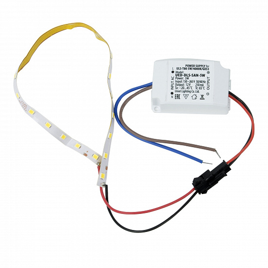 ULS-T80 5W-4000K-GX53 Комплект светодиодной ленты для светильника GX53. 0.25 м. IP20. Белый свет4000К. Блок питания 5Вт. TM Fametto