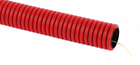 Труба 40мм гофрированная ПНД цвет красный с зондом двустенная GOFR-40-50-HD2-R 50м