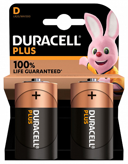 Батарейки Duracell 5014434 D алкалиновые 1,5v 2 шт. LR20-2BL PLUS