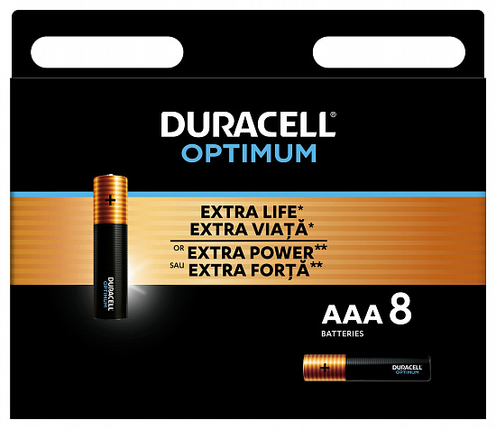 Батарейки Duracell 5014070 ААА алкалиновые 1,5v 8 шт. LR03-8BL Optimum