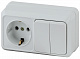 Блок розетка с выключателем Intro Quadro 2-702-01 двойным горизонтальный 10А-250В, IP20, ОУ, белый