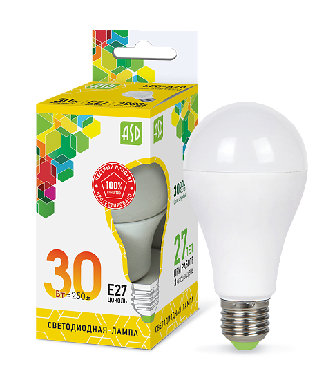 Лампа LED 30Вт Е27 3000К А70 LED-A70-std LED-A70-std 2700Лм ASD