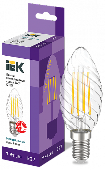Лампа LED 7Вт Е27 4000К Свеча на ветру CT35 свеча серия 360° IEK