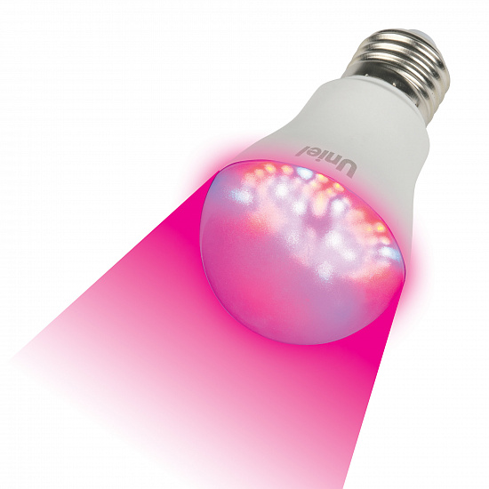 Лампа LED 9Вт Е27 ФИТО для растений прозрачная А60 прозрачная LED-A60-9W/SP/E27/CL ALM01WH