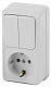 Блок розетка с выключателем Intro Quadro 2-706-01 двойным вертикальный 10(16)А-250В, IP20, ОУ, белый