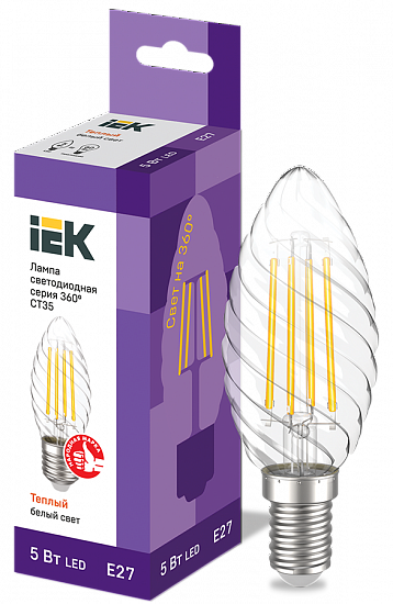 Лампа LED 5Вт Е27 3000К Свеча на ветру CT35 свеча серия 360° IEK