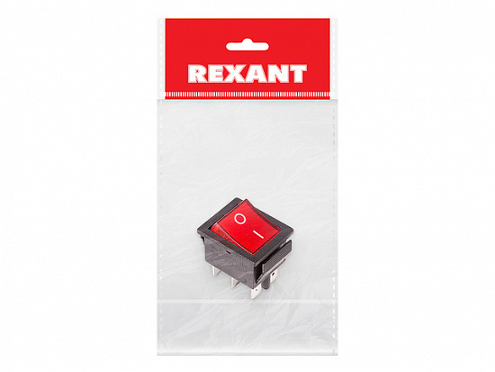 Выключатель клавишный 250V 15А (6с) ON-ON (RWB-506, SC-767) красный с подсветкой (инд.уп.) REXANT (3